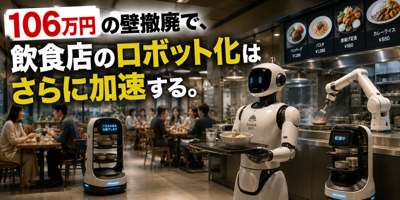 106万円の壁撤廃で、飲食店のロボット化はさらに加速する。