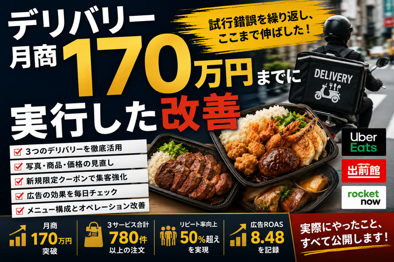 デリバリー月商170万円までに実行した改善