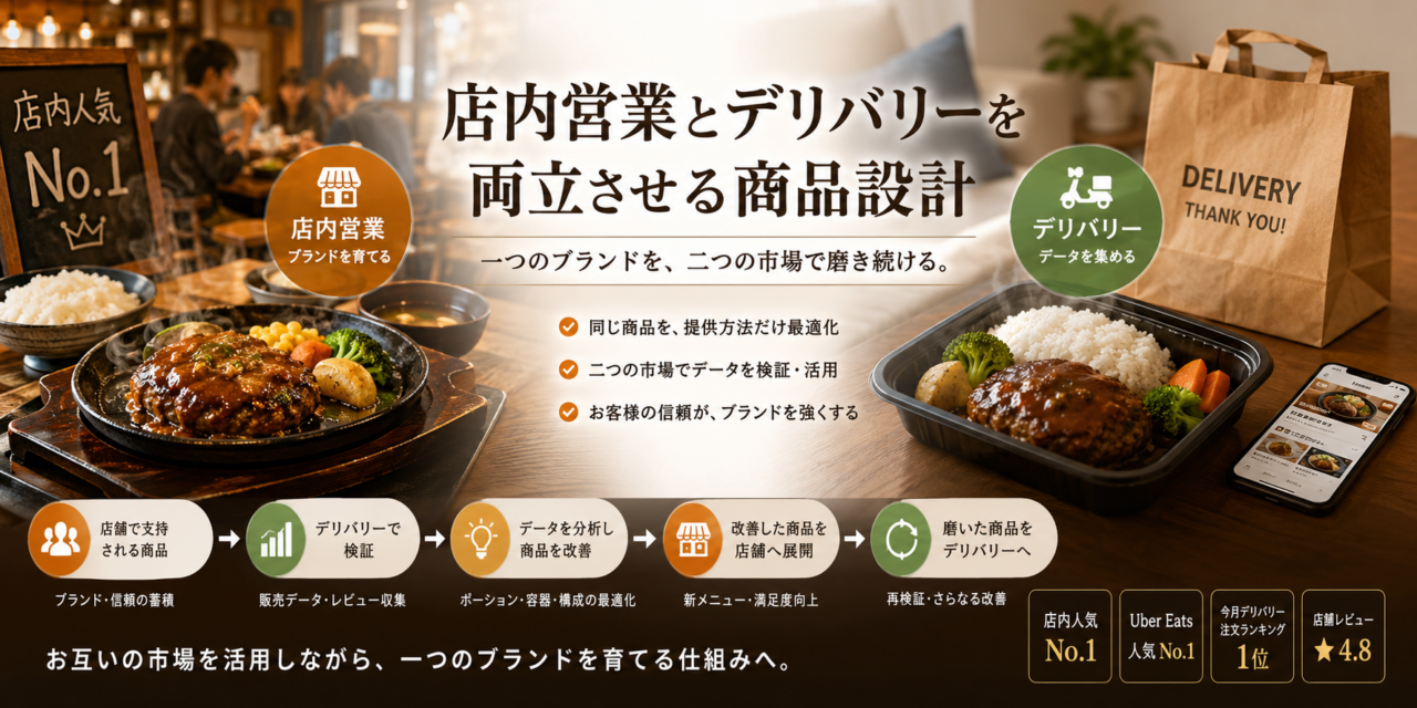 店内営業とデリバリーを両立させる商品設計