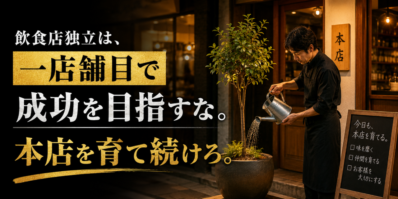 飲食店独立は、一店舗目で成功を目指すな。本店を育て続けろ。