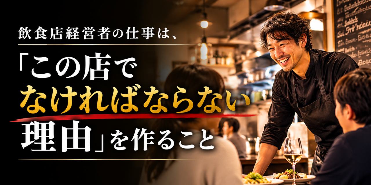 飲食店経営者の仕事は、「この店でなければならない理由」を作ることである。