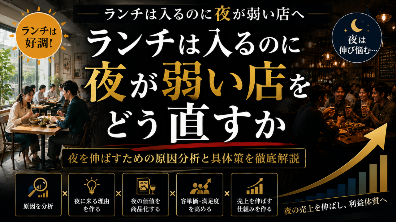 飲食店でランチは入るのに夜が弱い原因とは?ディナー売上を伸ばす改善策
