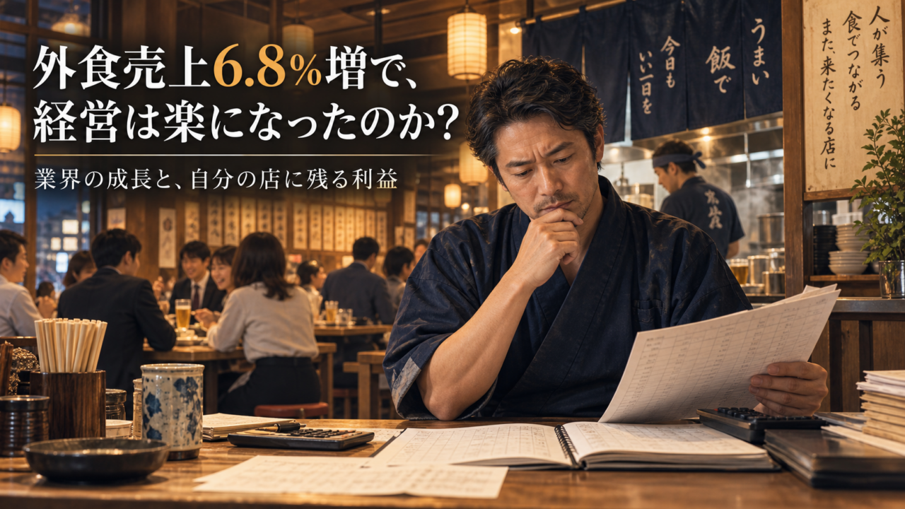 外食売上6.8%増で、飲食店経営は楽になったのか?|業界の成長と、自分の店に残る利益を考える