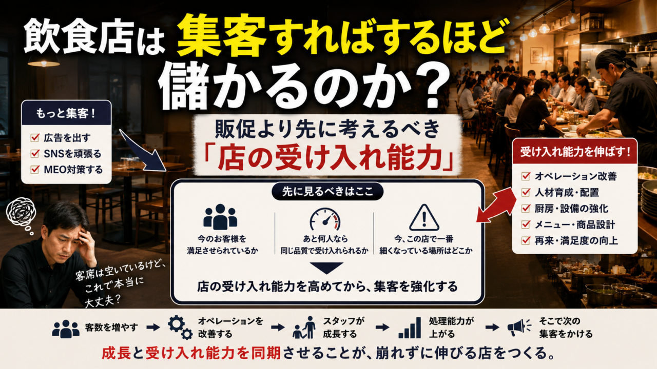 飲食店は集客すればするほど儲かるのか？｜販促より先に考えるべき「店の受け入れ能力」