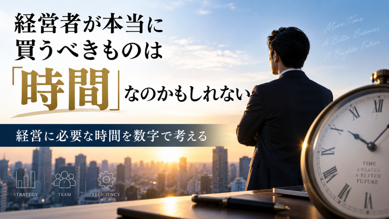 経営者が本当に買うべきものは「時間」なのかもしれない｜経営に必要な時間を数字で考える