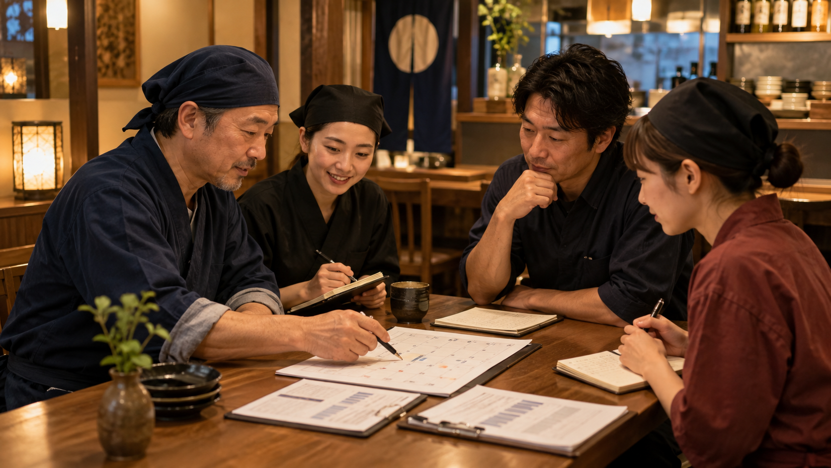 二週間の営業記録から一つの改善を決める飲食店チーム
