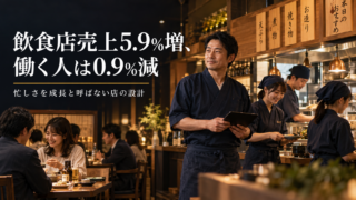 飲食店売上5.9％増、働く人は0.9％減｜忙しさを成長と呼ばない店の設計