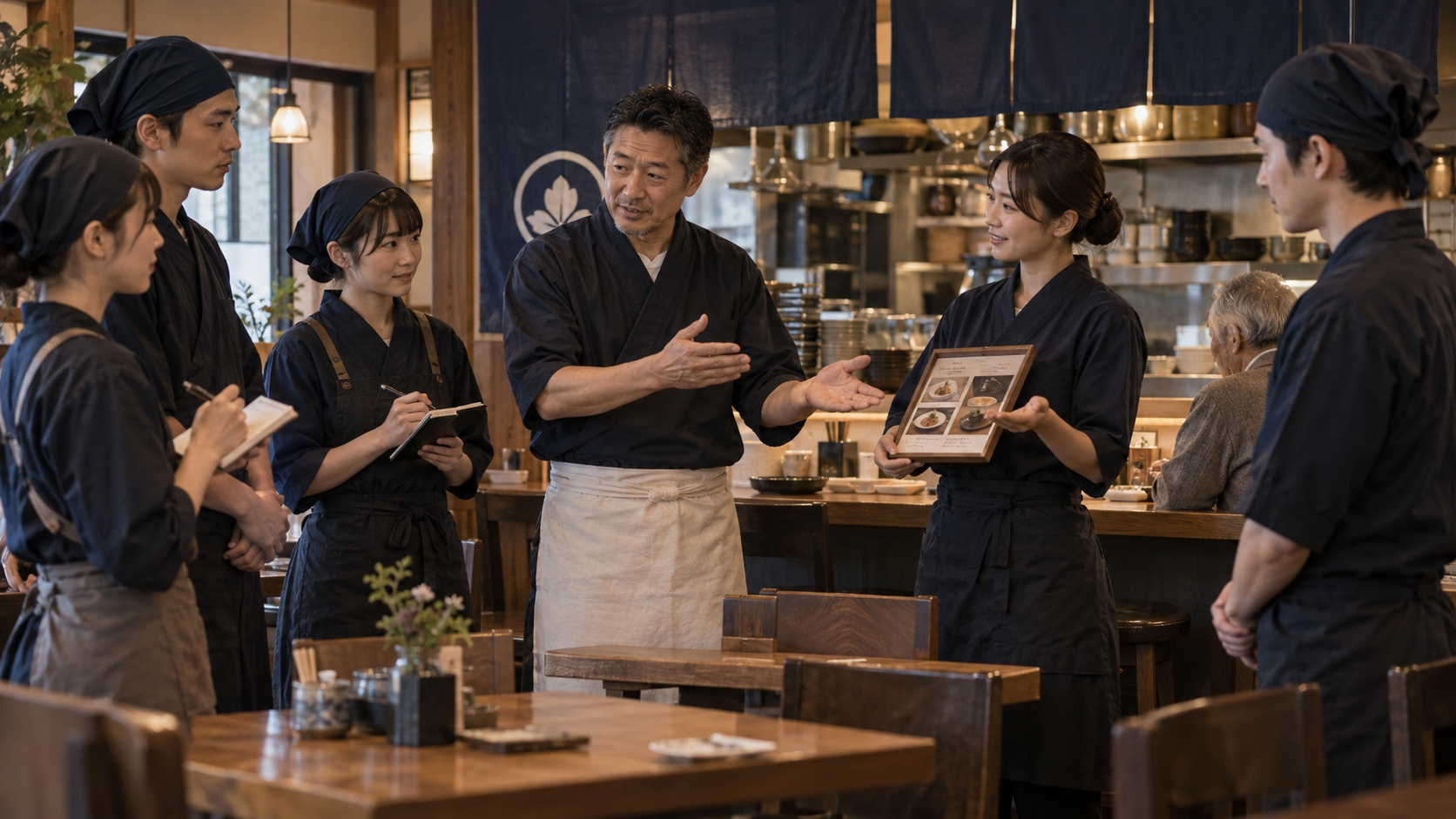 食アクセスの約束を開店前に共有する飲食店チーム